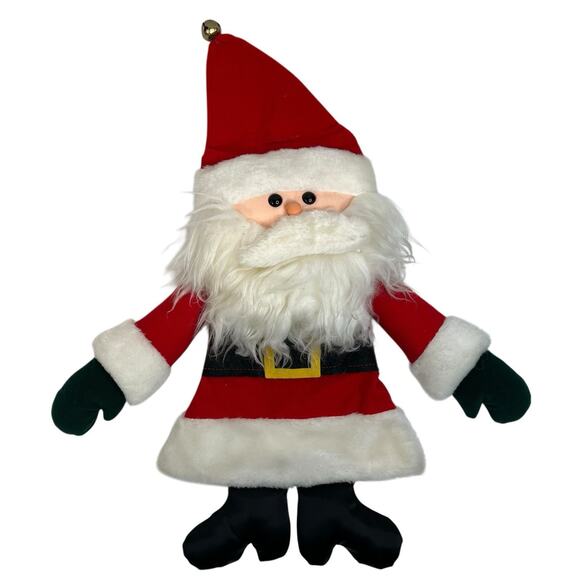 Vintage 1981 Hallmark Santa Christmas Stocking Bag Card Holder Hanging Plush - Picture 1 of 11